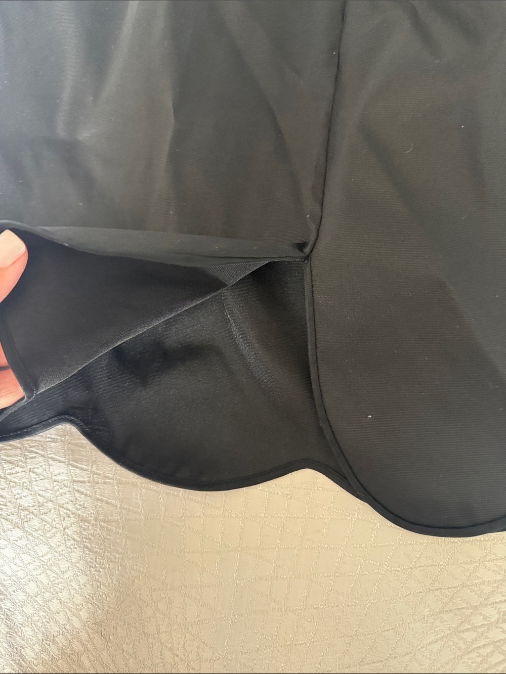 Vanity Fair Black A-Line Skirt with Scalloped Hem - Picture 6 of 6